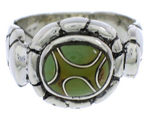 Southwestern Turquoise Sterling Silver Ring Size 6-3/4 WX39330